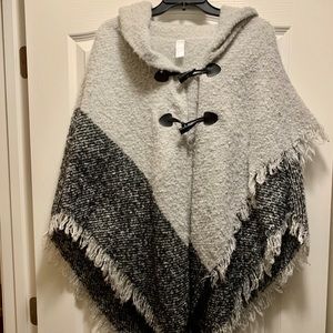 Grayscale Poncho Sweater